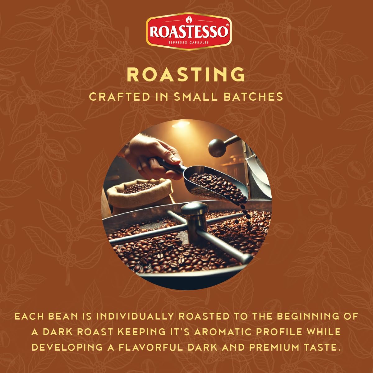 Roastesso, Aluminum Espresso Capsules, Flavors Variety Pack, Natural Flavored Coffee Pods with French Vanilla, Caramel, Chocolate & Hazelnut