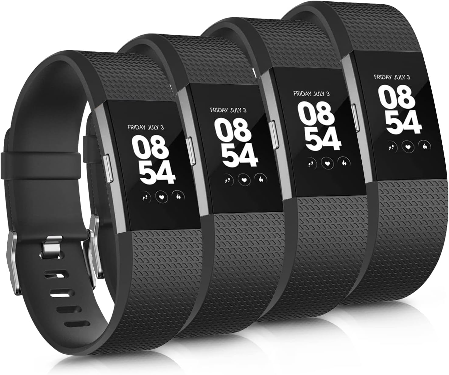 Tobfit Sport Bands Compatible with Fitbit Charge 2, 4 Pack, Replacement Wristbands for Women Men, Small/Large