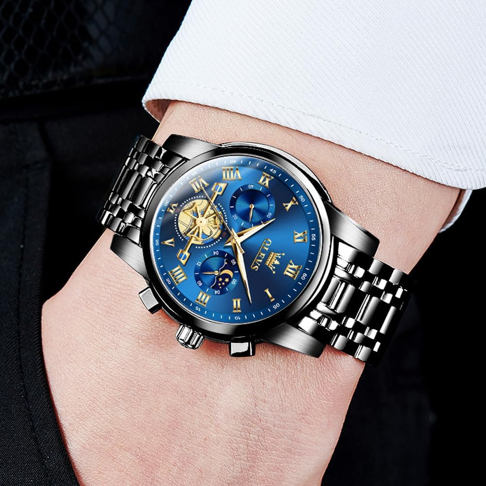 OLEVS Watch Men Luxury Dress Stainless Steel Date Analog Watch Waterproof