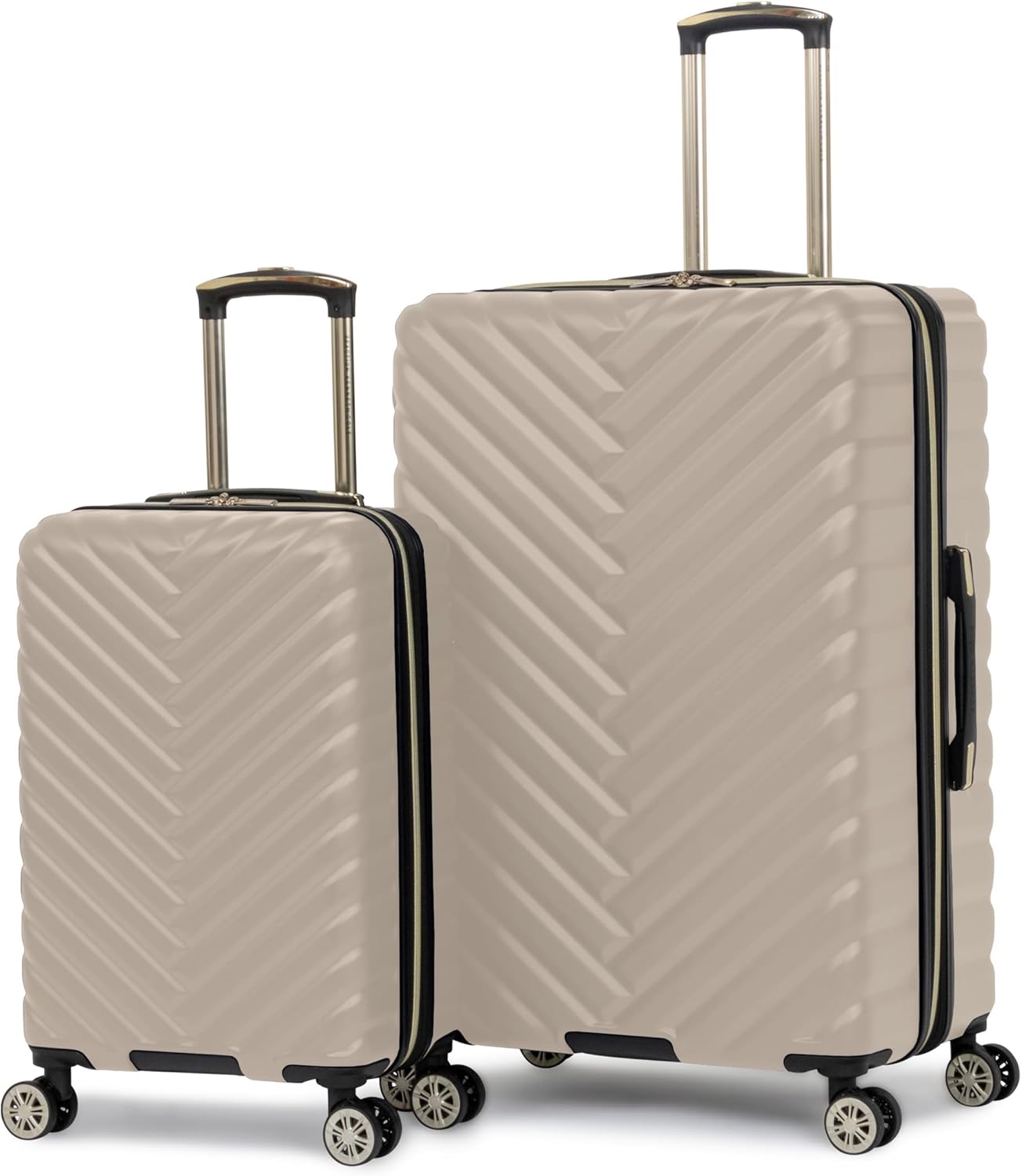 Kenneth Cole REACTION Madison Square Lightweight Hardside Chevron Expandable Spinner Luggage, Black, (28-Inch Checked)