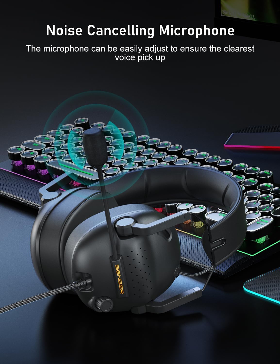 SENZER SG500 Gaming Headset with Noise Cancelling Microphone Black