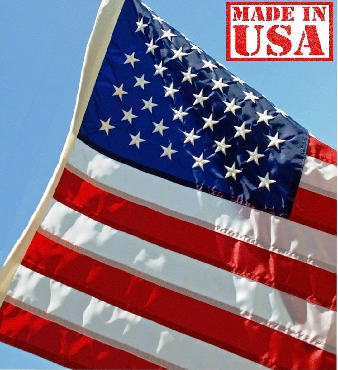 US Flag Factory - 4x6 FT US American Flag (Embroidered Stars, Sewn Stripes) Outdoor SolarMax Nylon Flag - Made in America - Premium Quality (4x6 FT)