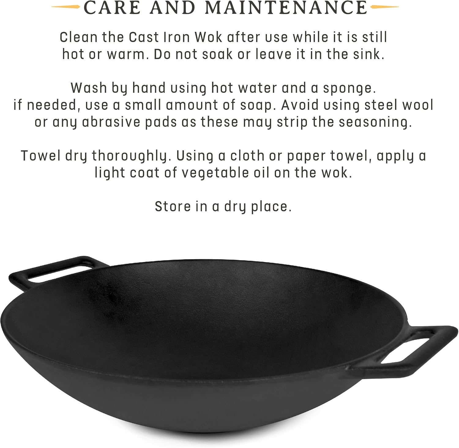 Jim Beam 12'' Pre Seasoned Heavy Duty Construction Cast Iron Grilling Wok, Griddle and Stir Fry Pan
