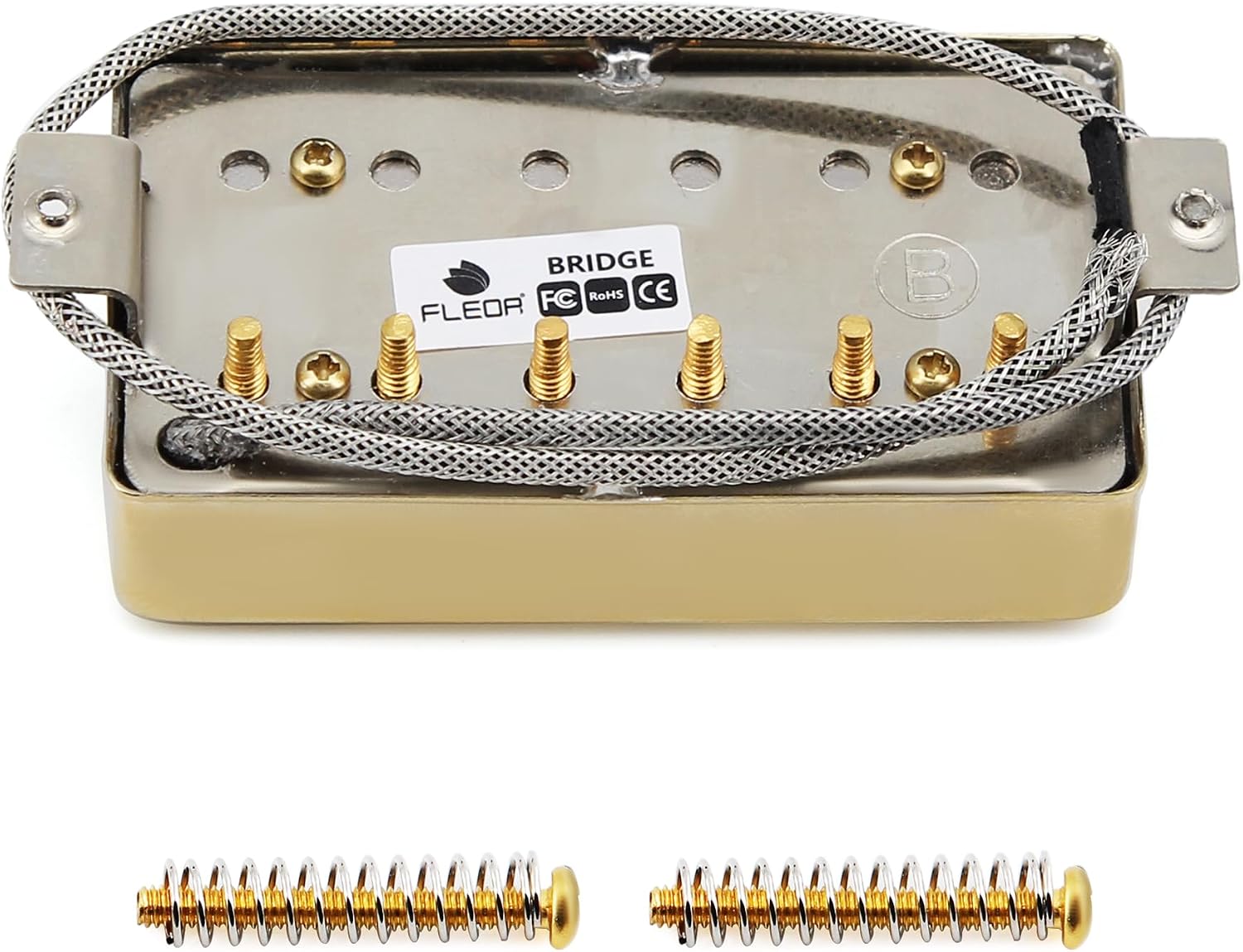 FLEOR Alnico5 Guitar Humbucker Pickup Set Chrome Bridge & Neck Pickups Compatible with LP style Guitar Part