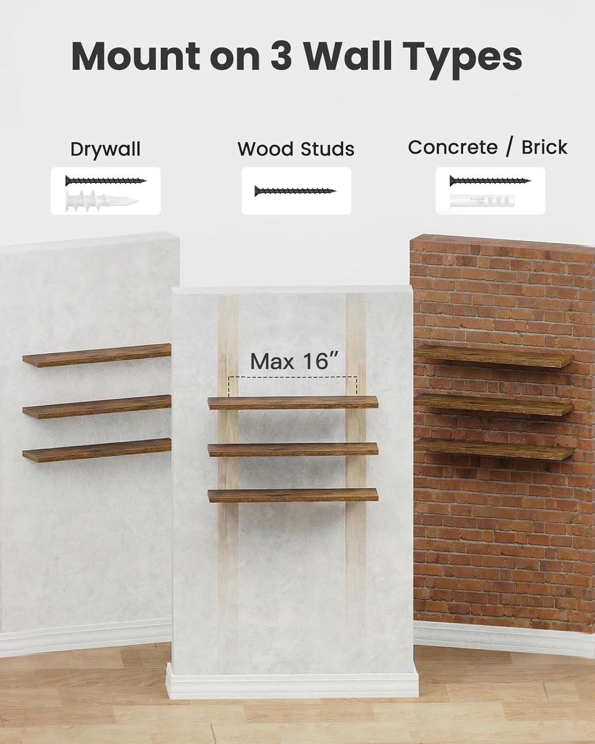 AMADA HOMEFURNISHING Floating Shelves, Wall Shelves for Bathroom/Living Room/Bedroom/Kitchen Decor