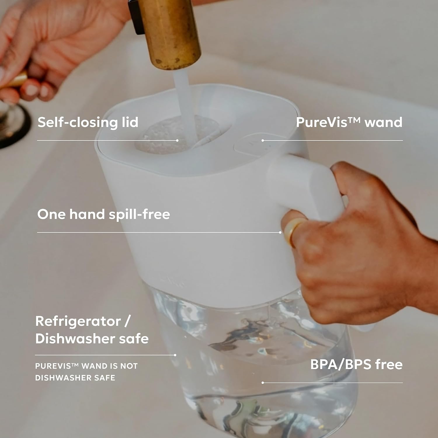 LARQ PureVis 3-in-1 Water Filter Pitcher, UV-C Purifier & App, 8 Cup,M.Blue | Water purifier pitcher & fridge water jug: removes lead & PFAS, keeps minerals, self-cleans UV-C, tracks filter life & intake