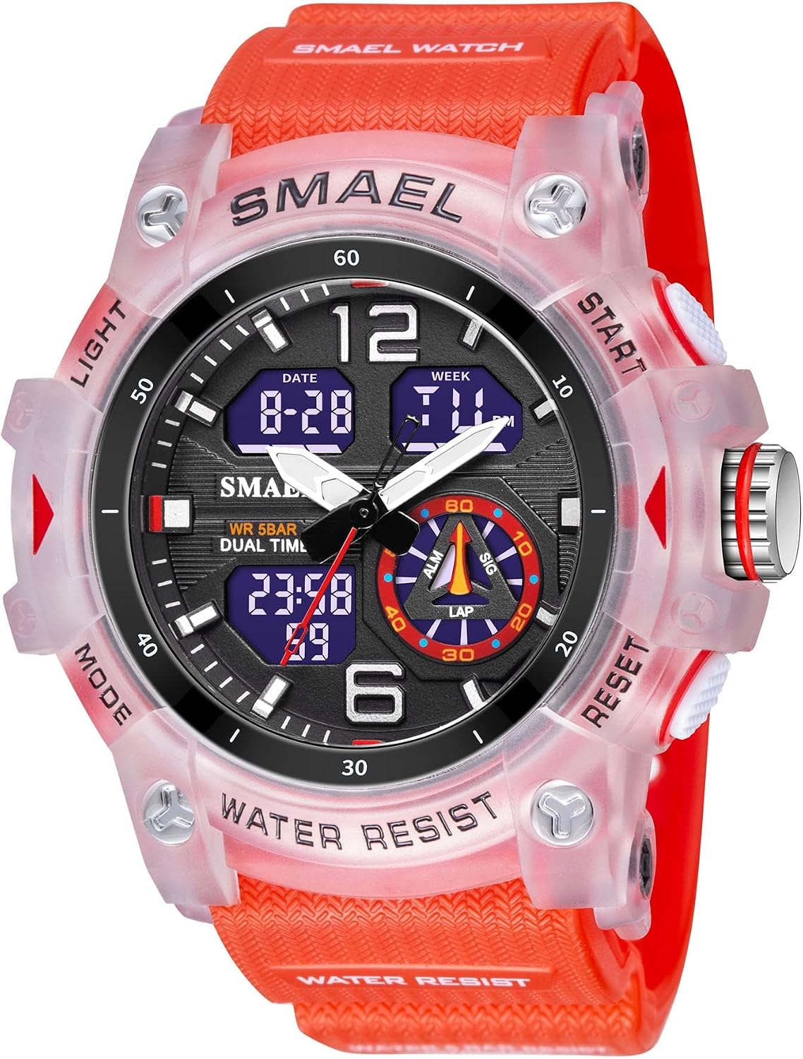Gosasa Men's Large Face Outdoor Sports Watches Military S-Shock Watch Waterproof, Backlight, Alarm, Stopwatch Features - Rugged Wristwatch for Training, Hiking, and Adventure