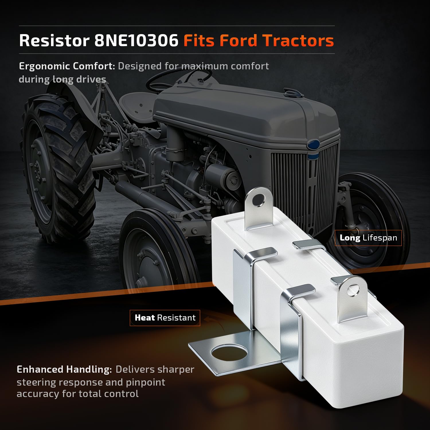 Ford Tractor 8NE-10306 Electrical Resistor - 12 Volt to 6 Volt Converter | Compatible with Ford Tractor 8N 2N 9N NAA 601 801 200 w/ 12V Alternator