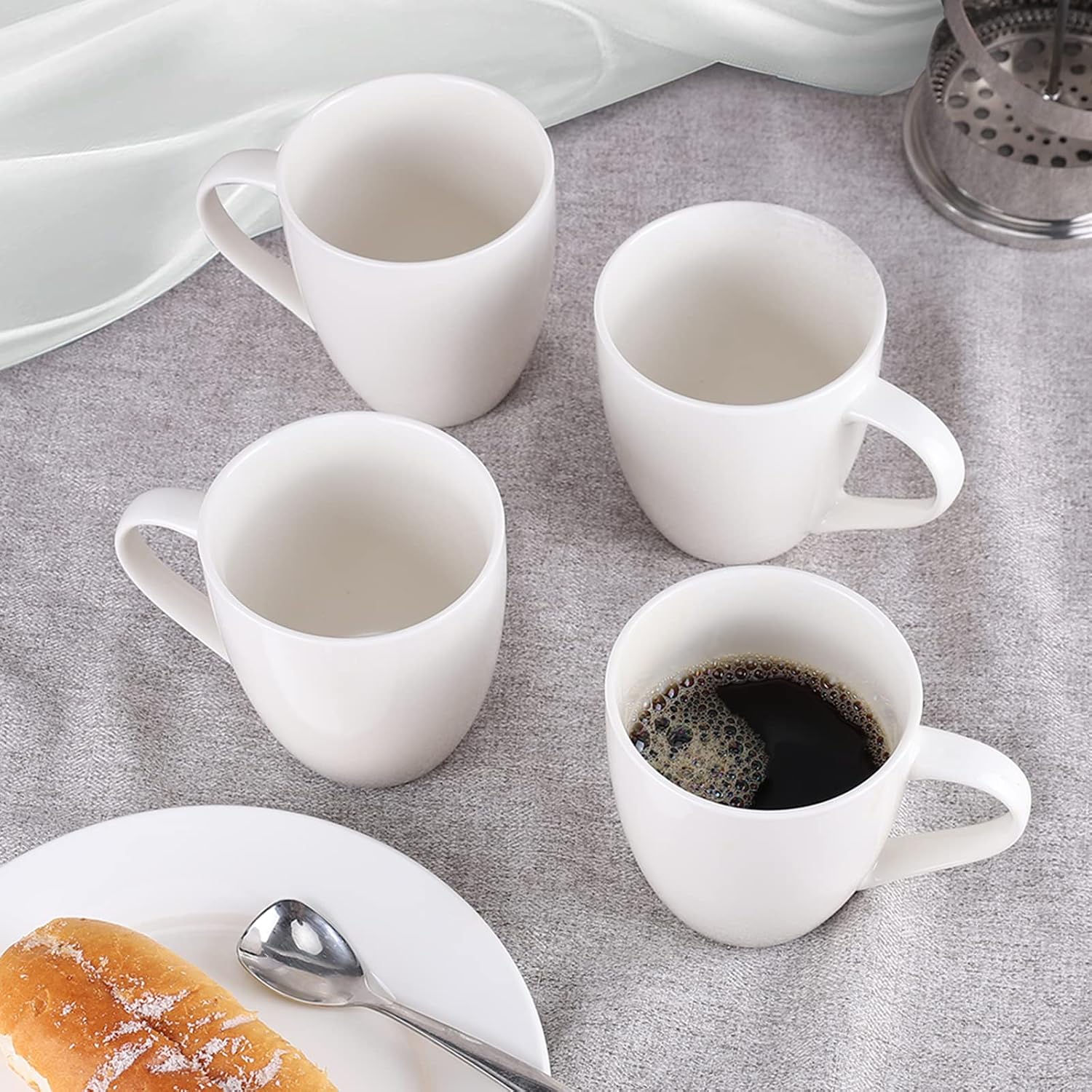 Mfacoy White Coffee Mugs Set of 4, 16 Ounce Mug with Handles, Ceramic Coffee Cups, Porcelain Mugs Sets, Large Coffee Mugs for Coffee, Tea, Hot Cocoa