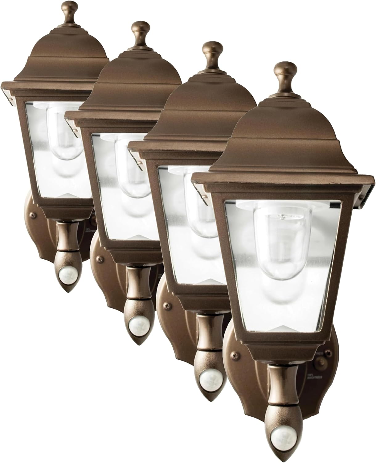 Maxsa 44219 Premium Wireless Battery-Powered Motion-Activated Decorative Outdoor Wall Sconce Lighting Fixture, Cool White LED, Metal Housing, Black