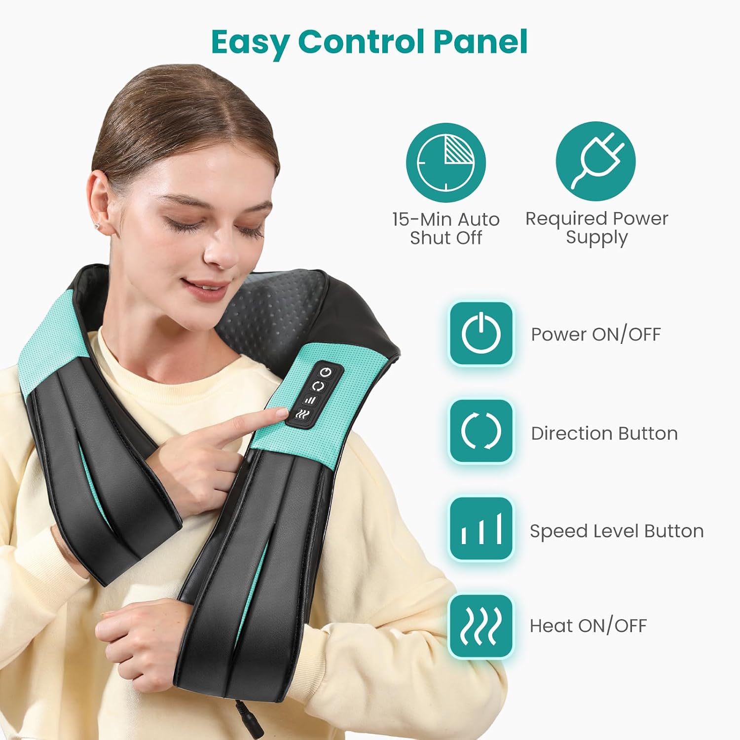 Nekteck Shiatsu Neck Massager with Heat for Pain Relief, NOT Cordless | 2026 Upgraded 3D Back Shoulder Kneading Massage Pillow, 3 Intensity Speeds Deep Tissue, Relaxation Gifts for Men Women, Black