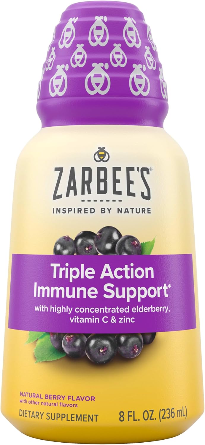 Zarbee's Kids Elderberry Immune Support Gummies, 60 ct | For Kids Ages 12+ Years, Real Elderberry, Vitamins A, C, D3, E & Zinc, No Artificial Sweeteners or HFCS