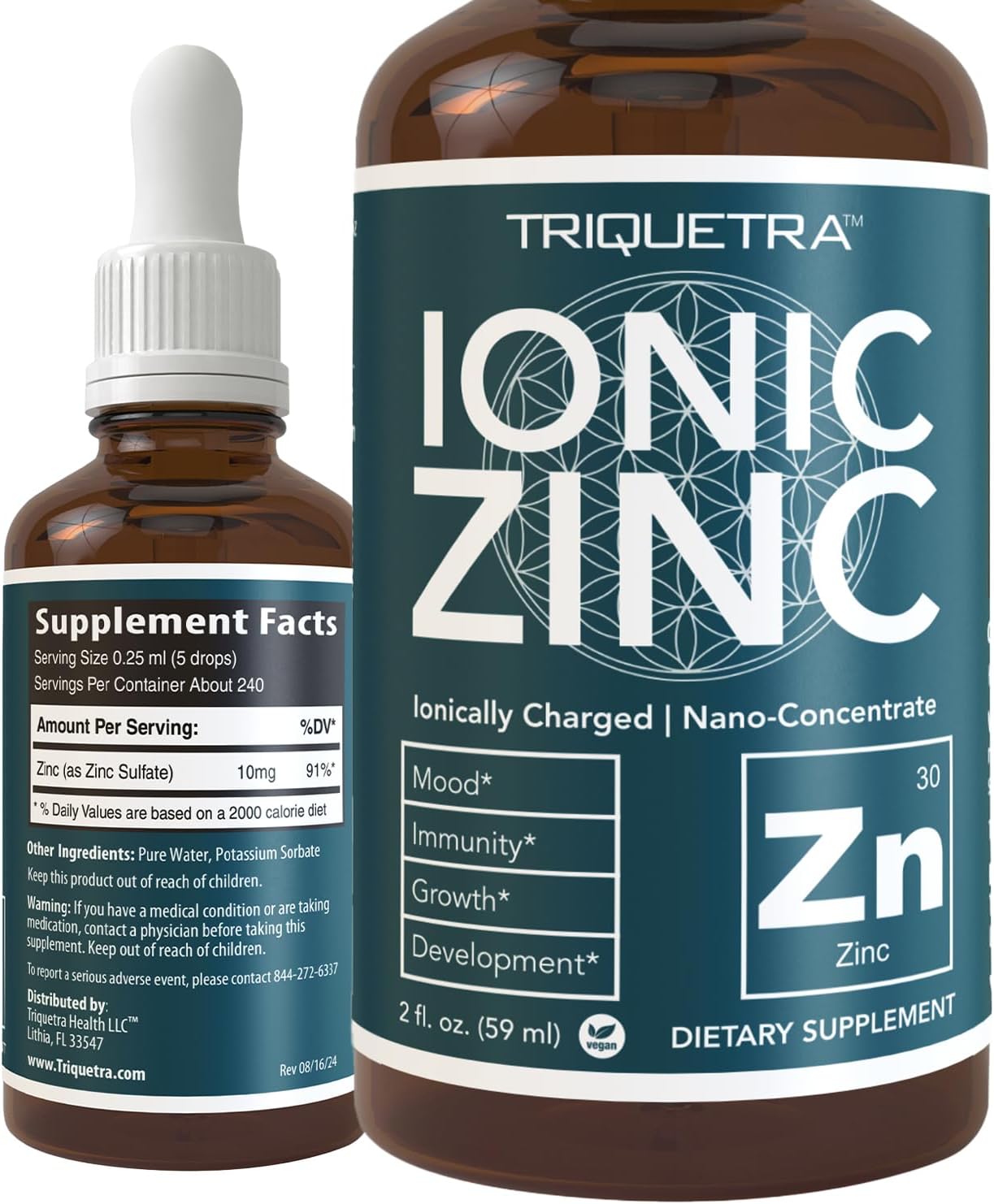 Ionic Liquid Zinc – 8 Month Supply, Adjustable Dosing for Adults – High Absorption, Vegan, Glass Bottle – Supports Immune System