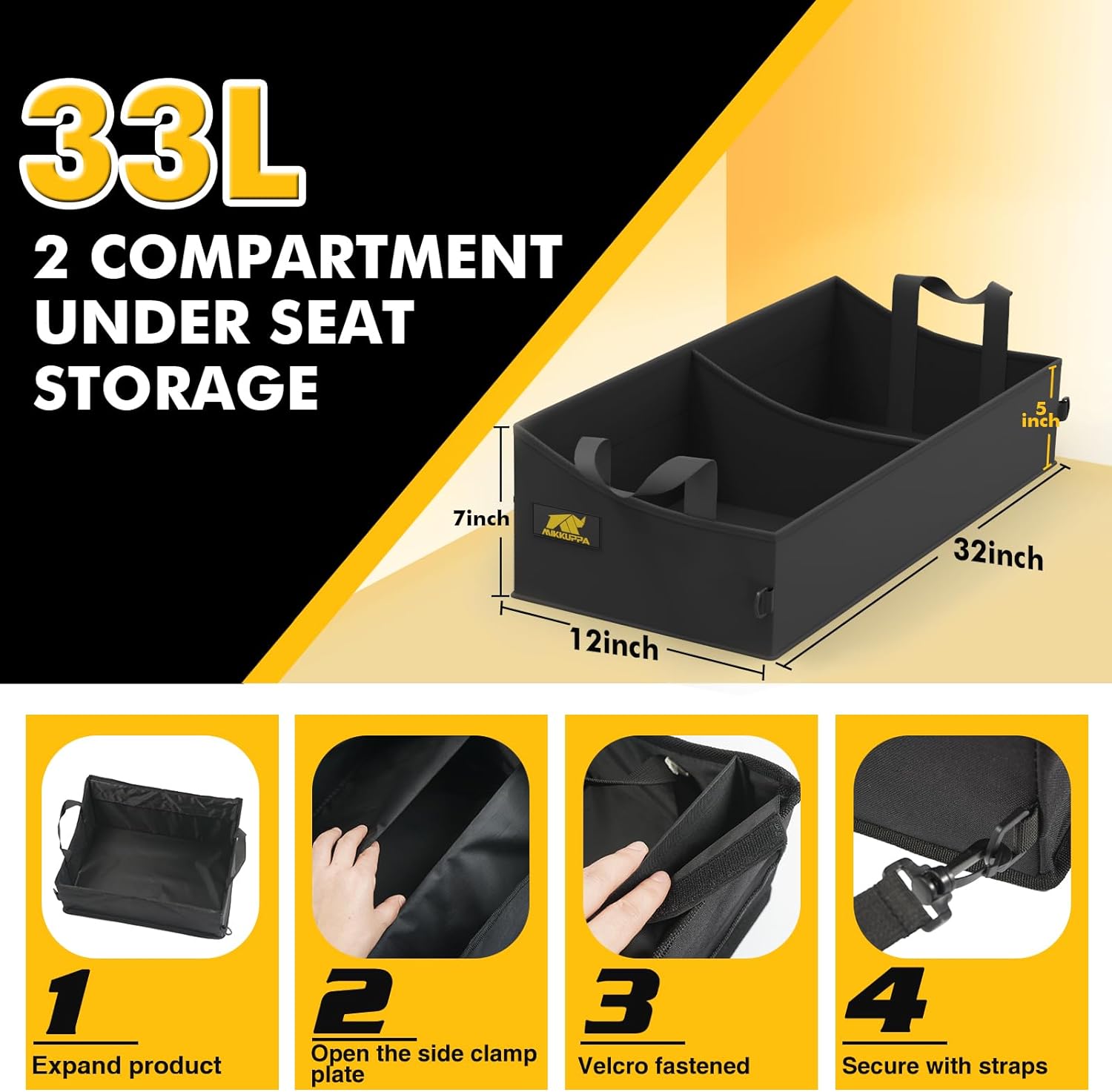 MIKKUPPA Truck Under Seat Storage - Fit for 2015-2024 Ford F150 F250 F350 | 3 Compartments for F-150 Storage Accessories, Truck Tool Box Organizer