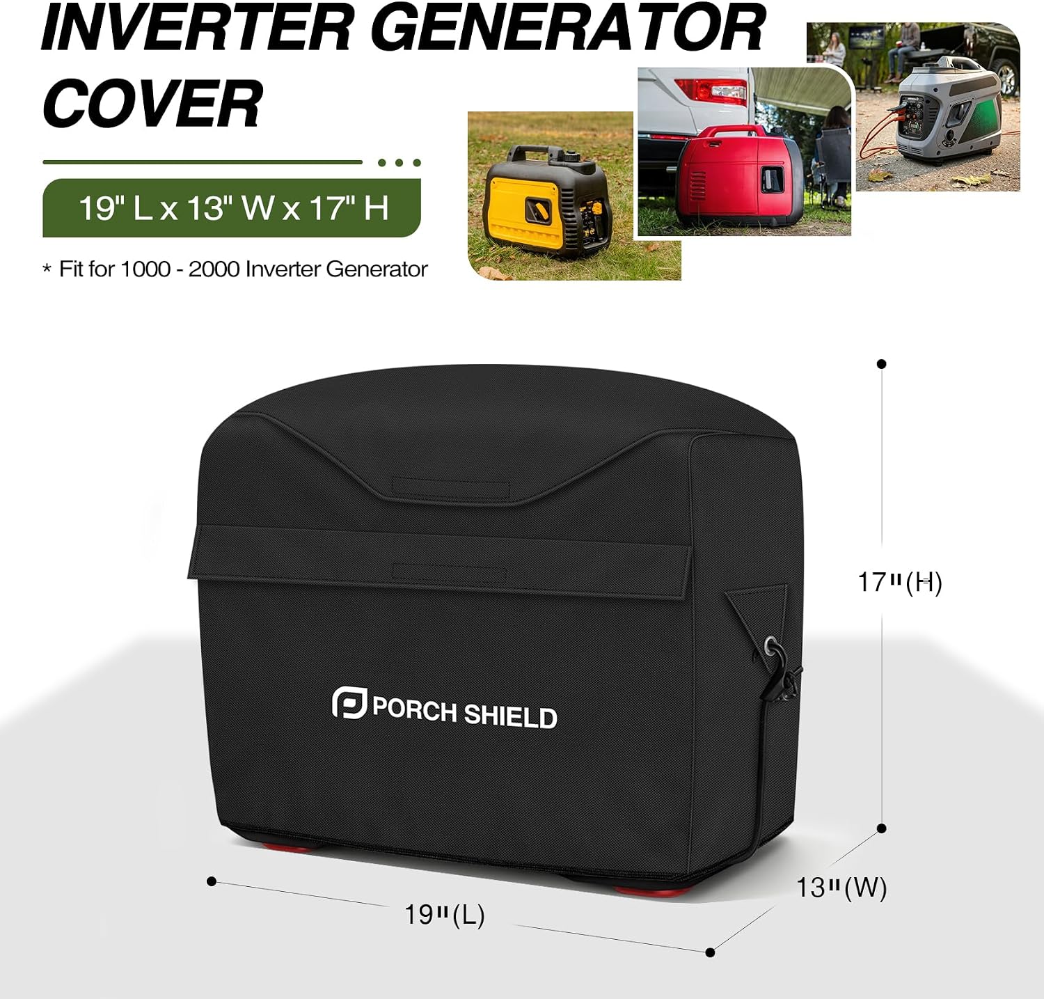 Porch Shield Waterproof Universal Generator Cover 32 x 24 x 24 inch - for Most Generators 5000-10000 Watt, Black