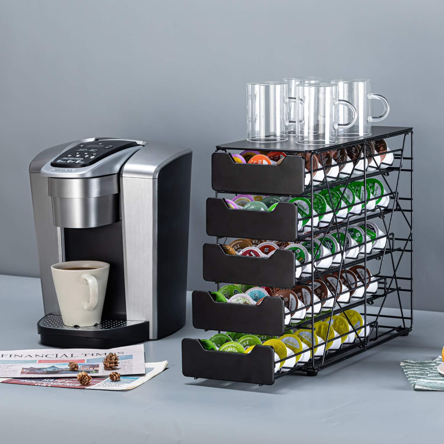 k cup Holders for Counter Small for Keurig k-cup Holder for mr Coffee for Tea (105 pods-5 tiers)