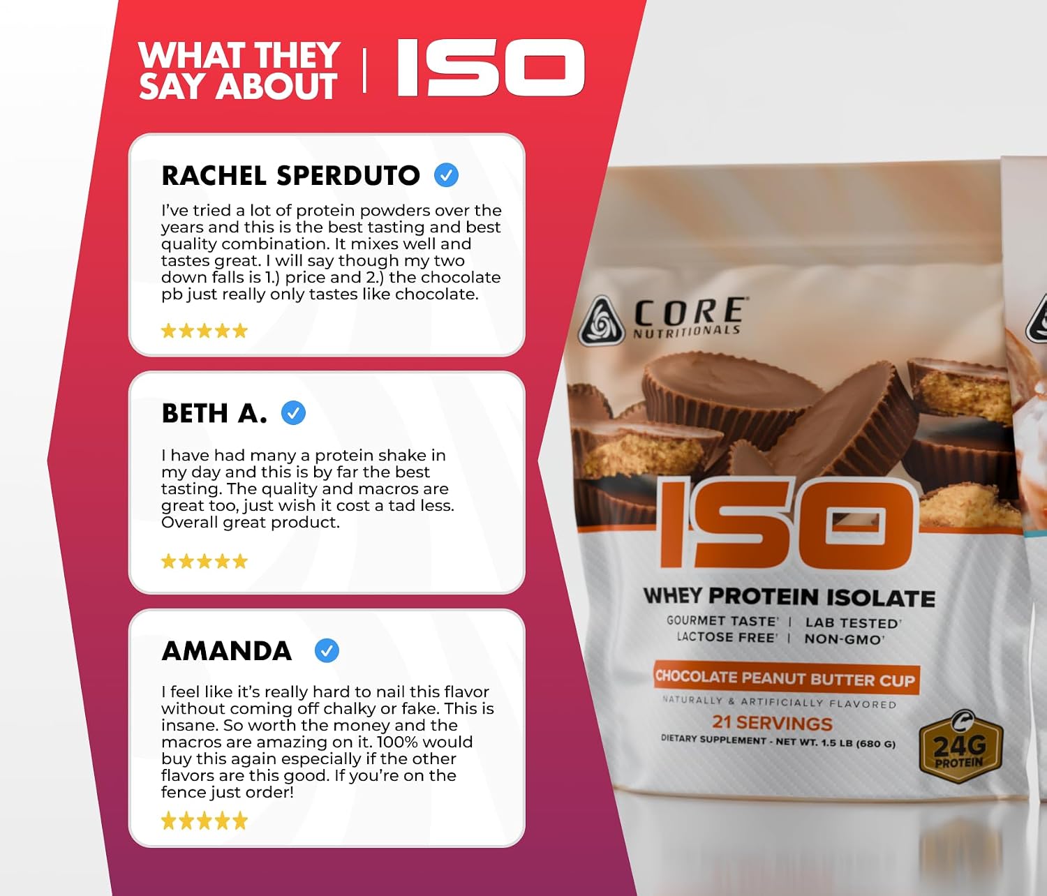 Core Nutritionals Core ISO Whey Protein Isolate, Choc. Peanut Butter Cup,