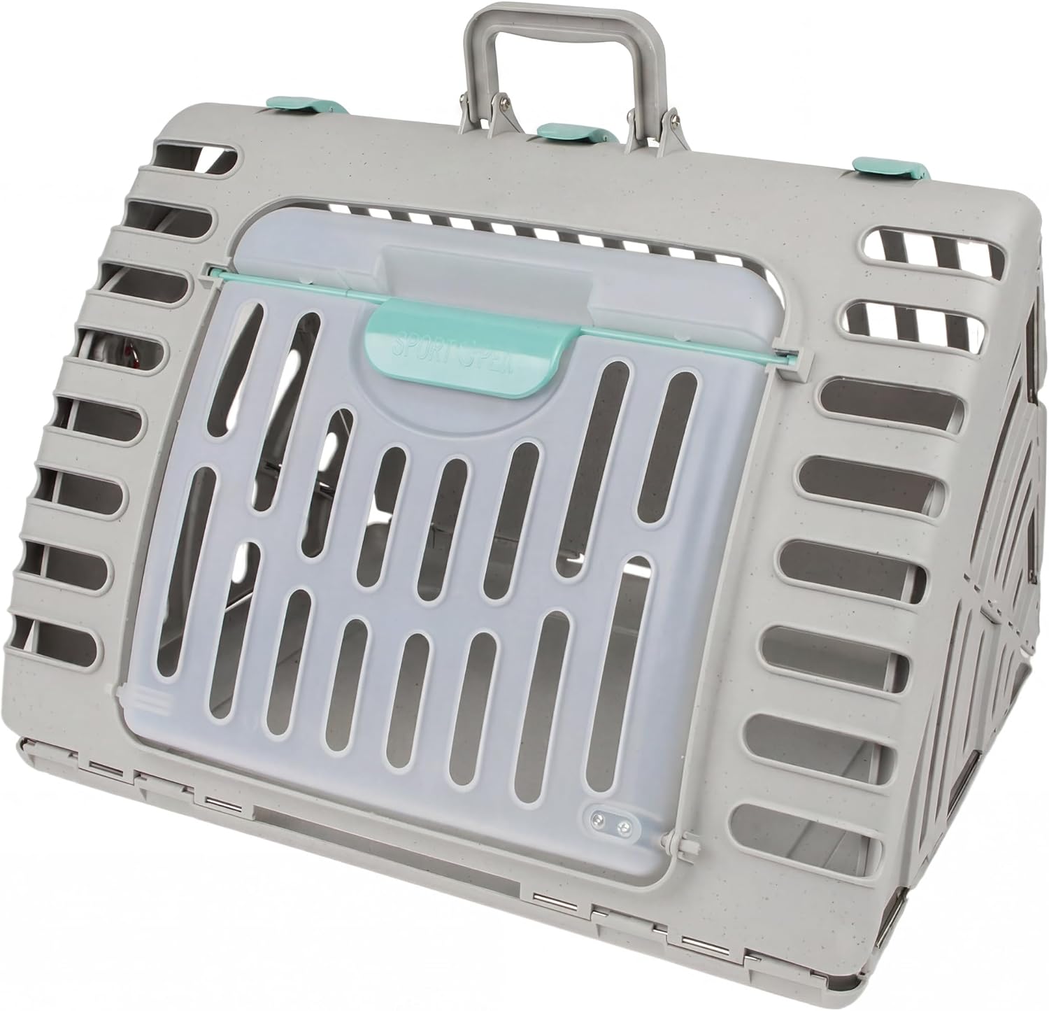 SportPet Large Hard-Sided Travel Cat Carrier - Cat Carrier with Patented Wide Side-Opening Door