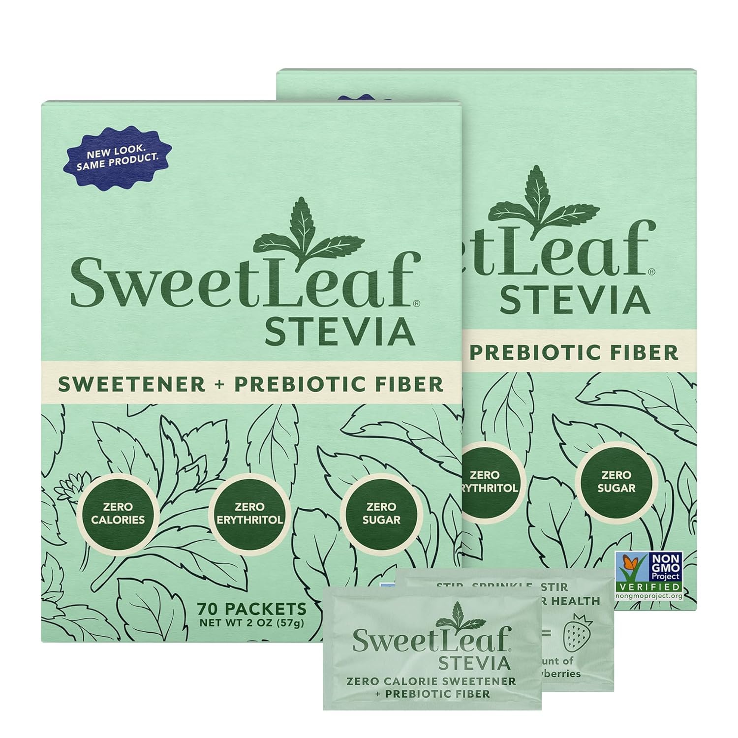 SweetLeaf Stevia Powder Sweetener, Sugar Free - 70 Packets (3 Pack) | Zero Calorie Sweetener No Erythritol, Stevia Leaf Extract, Natural Sugar Substitute for Coffee & Baking, Prebiotic Fiber