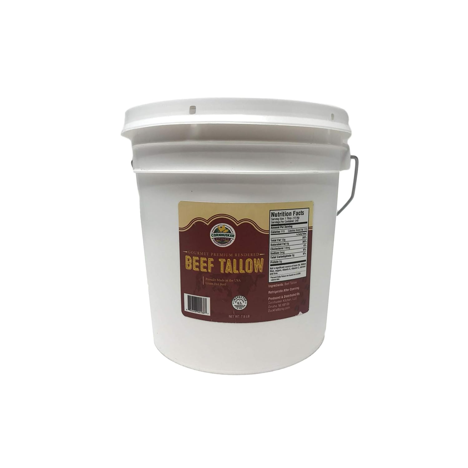 Cornhusker Kitchen Grass Fed Beef Tallow, 7.5 Lbs (Beef Tallow)