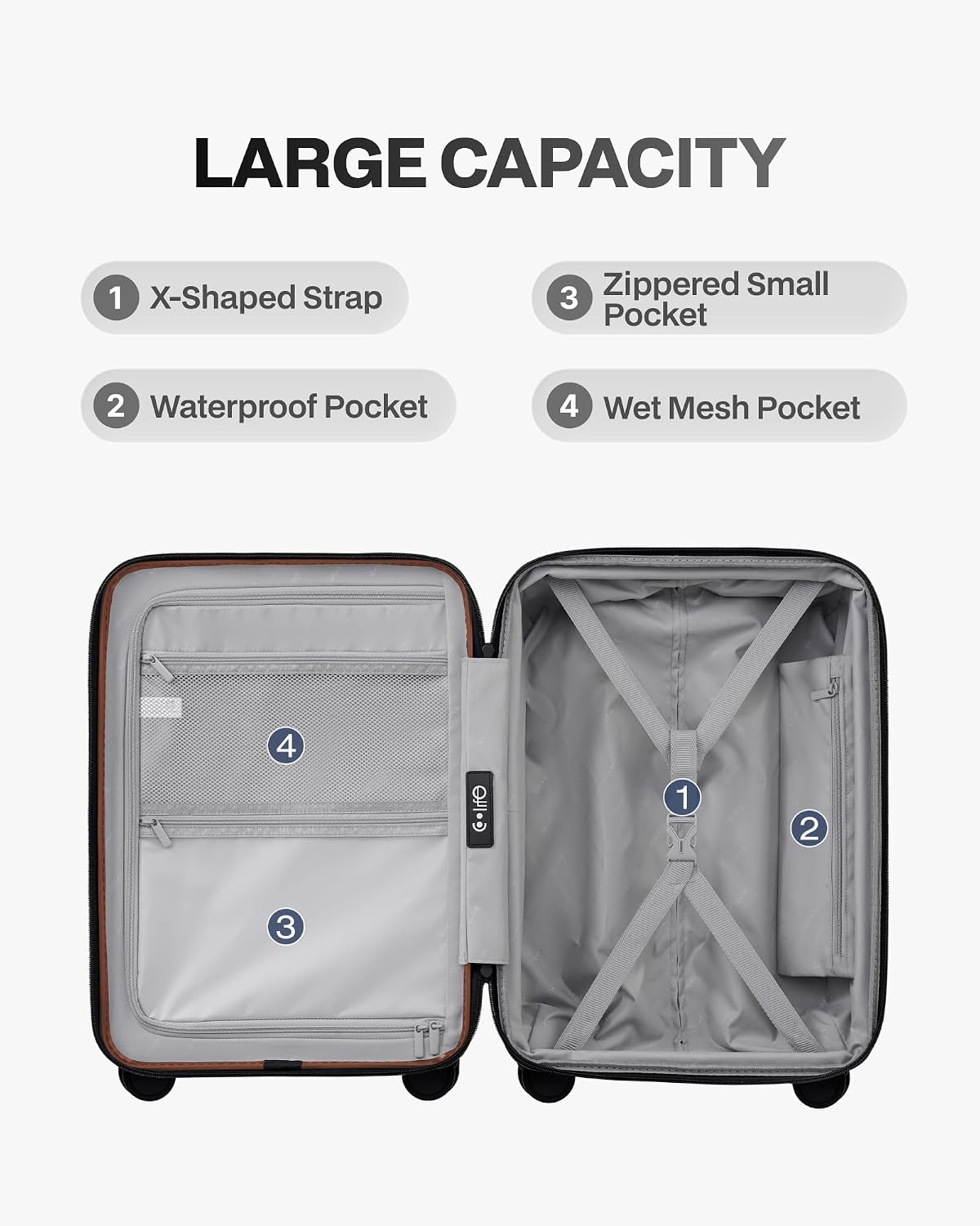 Coolife Expandable Luggage with TSA Lock Carry On Green | Front Pocket with Laptop Compartment,22x14x9 Airline Approved,Durable Hardshell Suitcases,Reinforced Bottom Groove