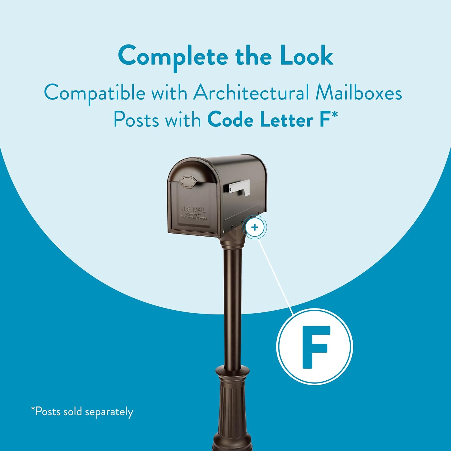 Architectural Mailboxes 8830B-10 Winston Nickel Flag Post Mount Mailbox, Medium, Black | Galvanized steel build for outside with weather-resistant build and rust-resistant powder-coat finish. USPS approved.