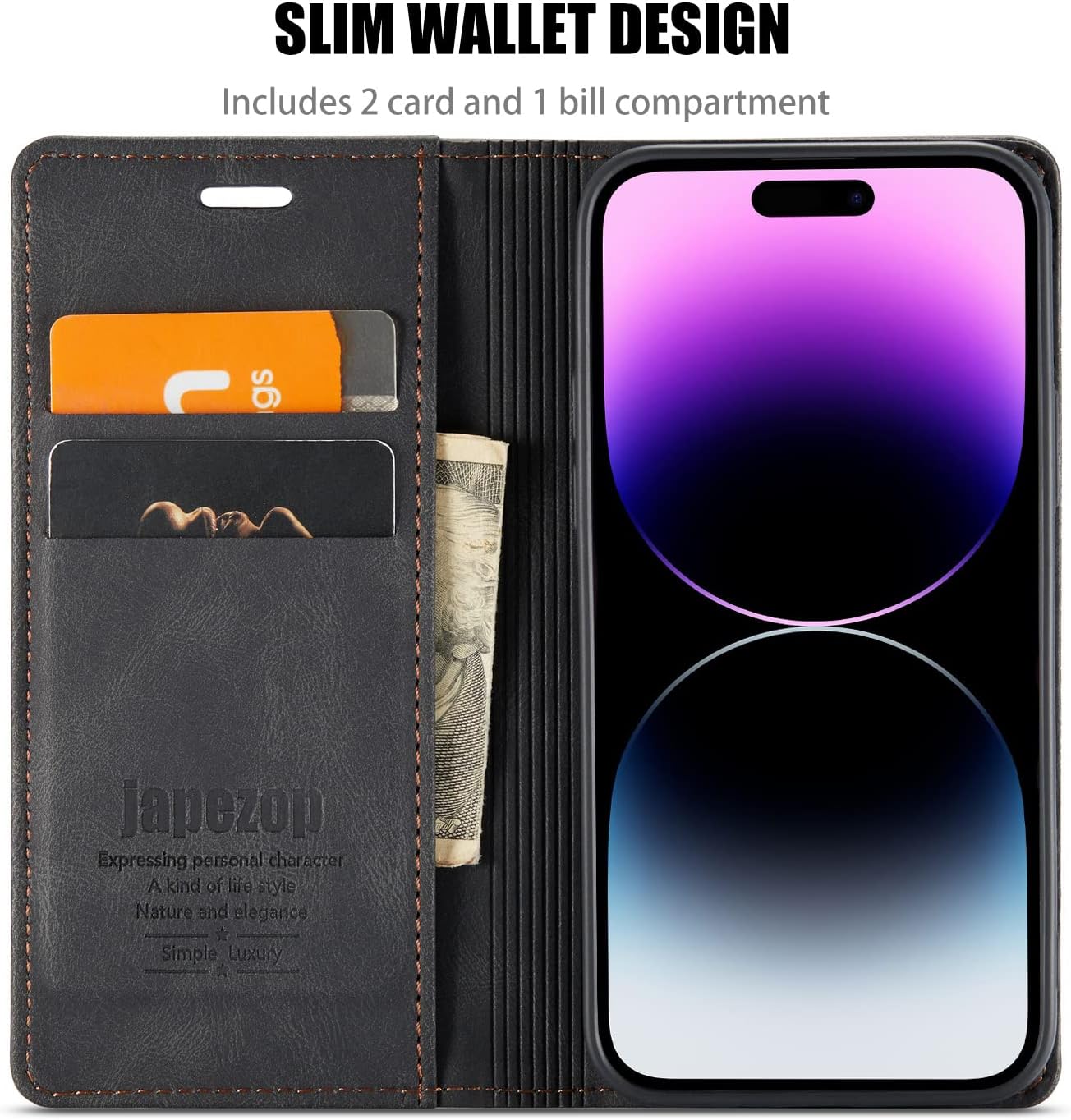 japezop iPhone 12 Mini Wallet Case with [RFID Blocking],Blue
