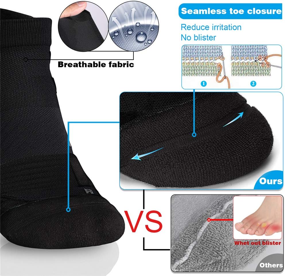 Hylaea Unisex Coolmax No Show Athletic Running Socks, Cushioned No Blisters