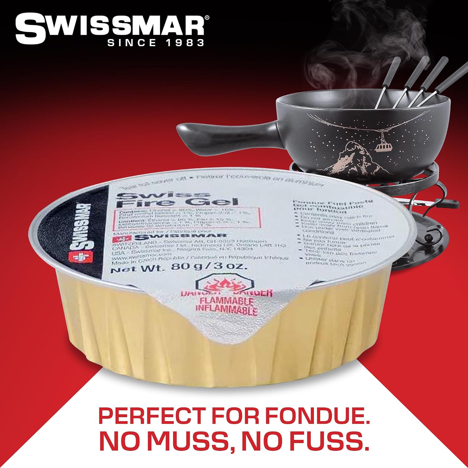 Swissmar Fire Gel Refill - Ideal for Fondue Fuel Burners & Portable Stove, Fluid Fuel Refill for Indoor & Outdoor Use, Lighter Fluid, Burns Longer - 16.9 Ounce