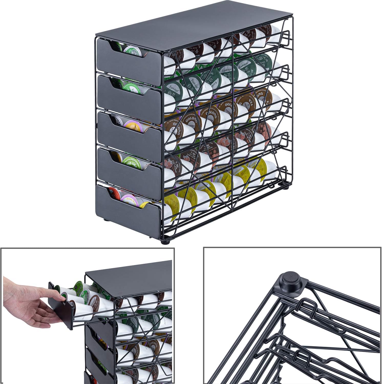 k cup Holders for Counter Small for Keurig k-cup Holder for mr Coffee for Tea (105 pods-5 tiers)
