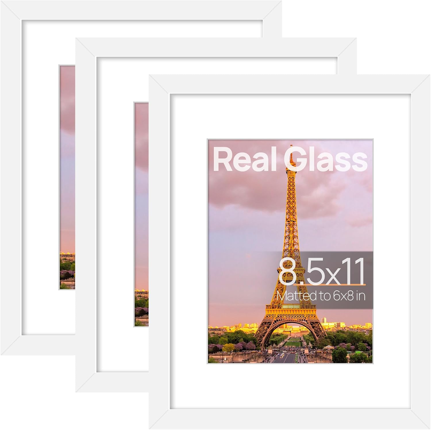 upsimples 12x12 Picture Frame, Gallery Glass Poster Frames Set of 3, Black