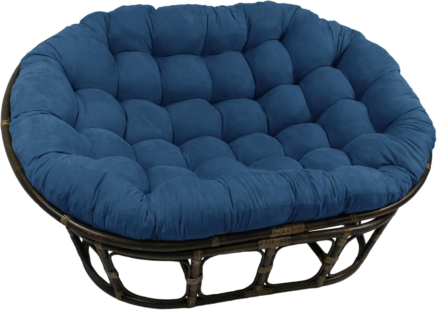 Blazing Needles Solid Microsuede Double Papasan Chair Cushion, 58" x 6" x 78", Black