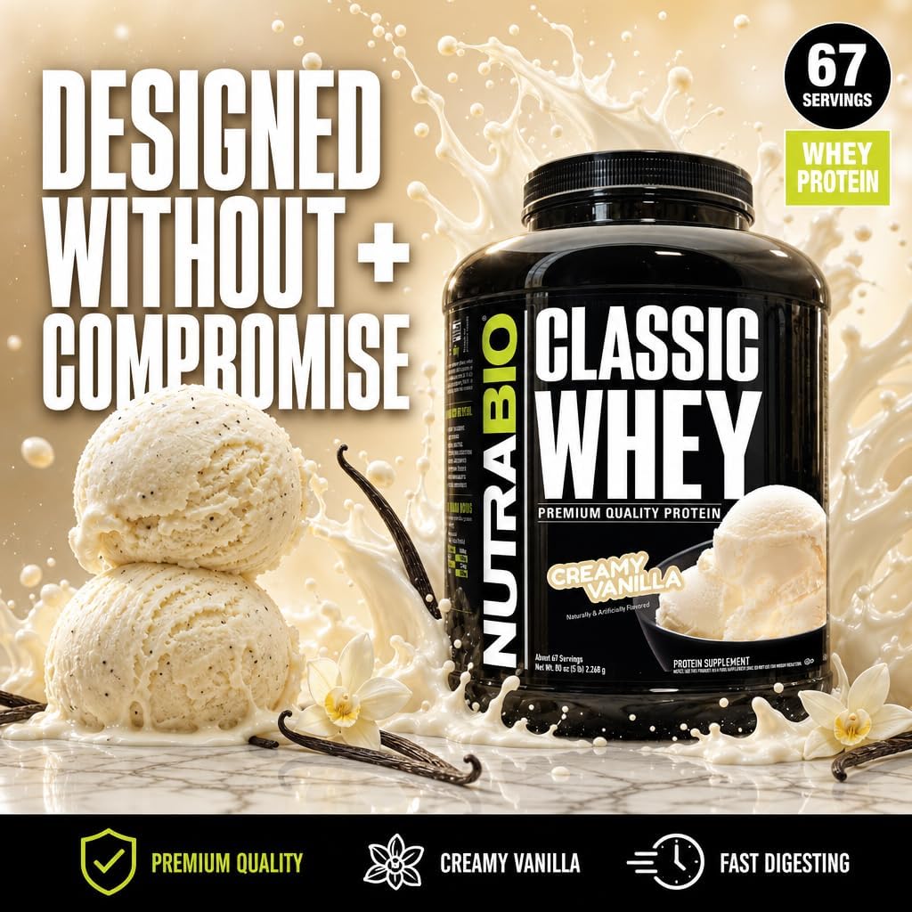 NutraBio Classic Whey Protein Powder- 25G of Protein Per Scoop - No Fillers, Artificial Colors, Preservatives - Chocolate Milkshake, 2 Pounds