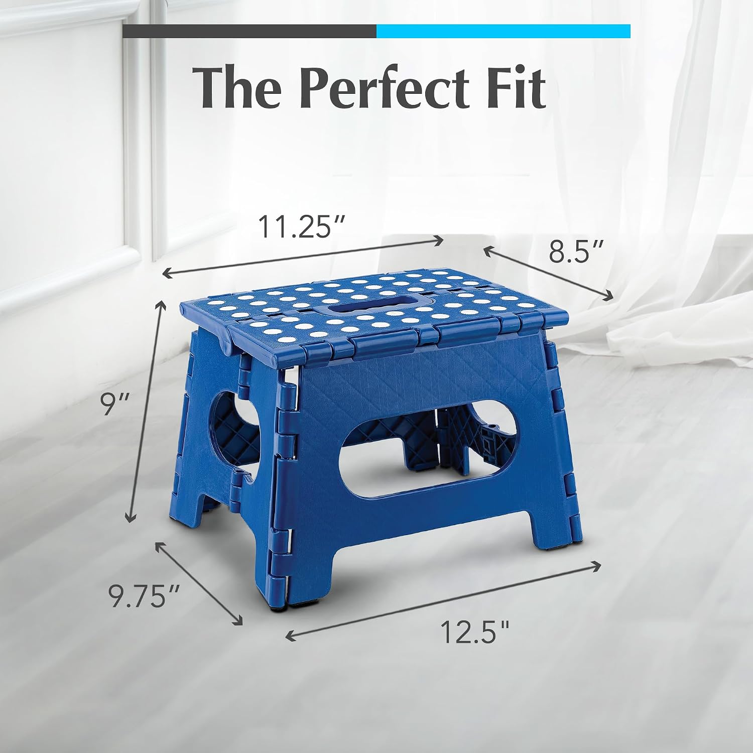 Handy Laundry Folding Step Stool 9 Inch, Black, Non-Slip Holds 300 lbs | 9 Inch, Black, Foldable Collapsible Step Stool, Non-Slip, Holds 300 lbs, Kitchen Bathroom Bedroom, Adults