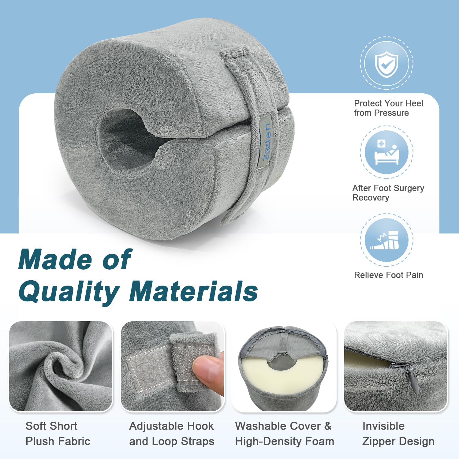 Foot Elevation Pillow Ankle Protector Support Elevated Foot Heel Pillow Elevator Feet Foam Wedge Leg Rest Post Surgery Pillow Bed Pressure Sore