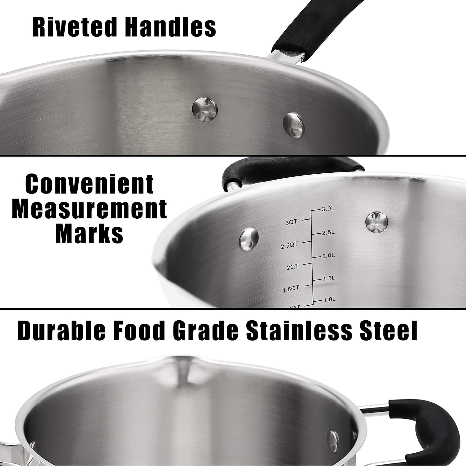 Rorence 6 Quart Stainless Steel Stock Pot, Induction Cooking Pot with Lid