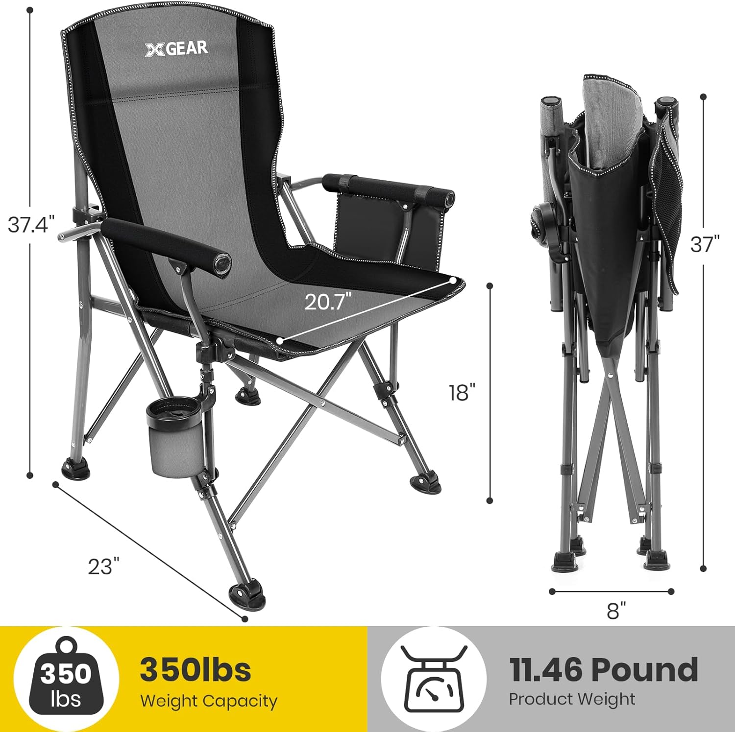 XGEAR Portable Camping Chair for Adutls Outdoor Camp Chairs,Blue