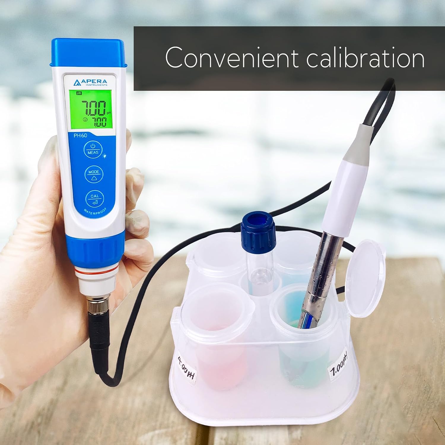 Apera Instruments AI311 Premium Series PH60 Waterproof pH Pocket Tester Kit, Replaceable Probe, ±0.01 pH Accuracy, Lcd display
