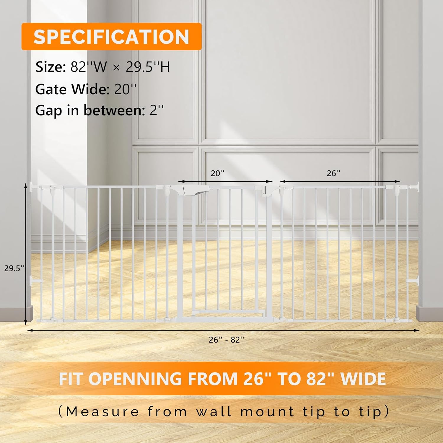 Bonnlo 134 Inches Wide Configurable Baby Gate, Fireplace Safety Fence/Guard, Adjustable 5-Panel Metal Play Yard for Toddler/Pet/Dog, Christmas Tree Fence, Includes 4 Pack of Wall Mounts, Black