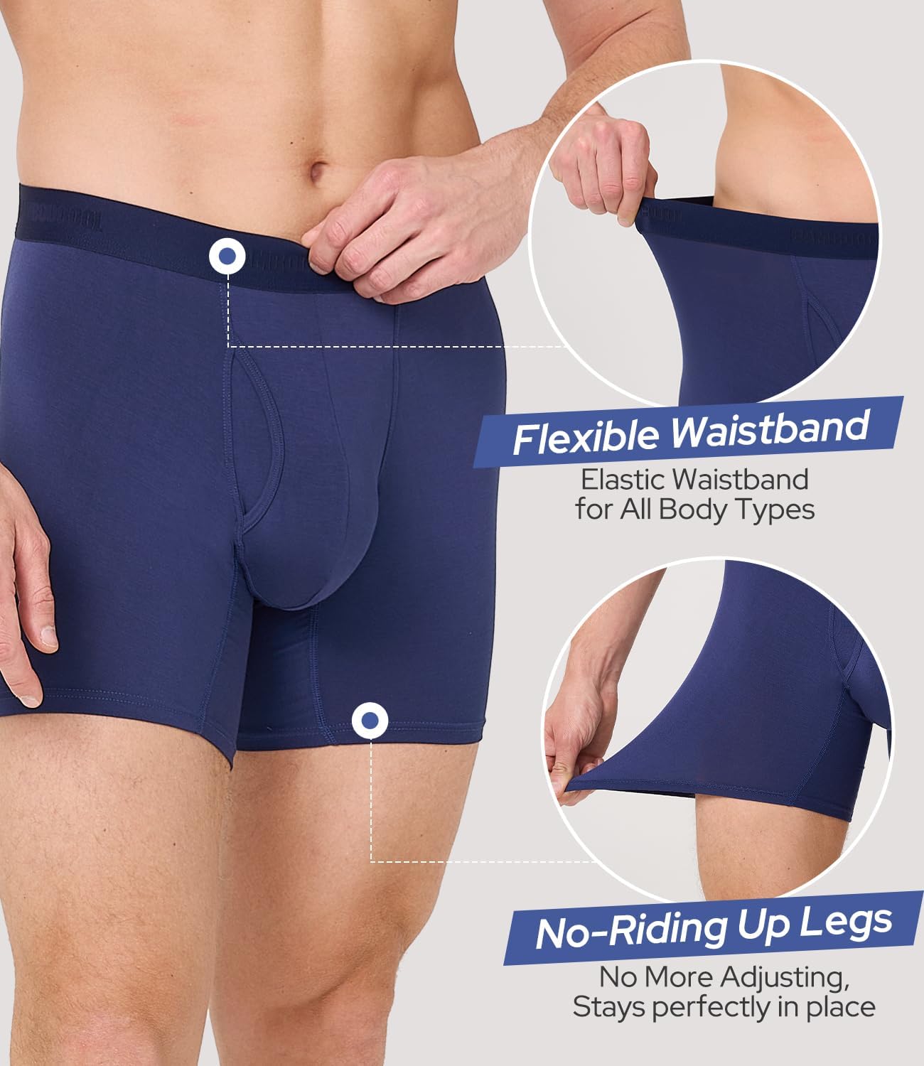 BAMBOO COOL Men's Boxer Briefs Ultra Breathable Underwear Multipack
