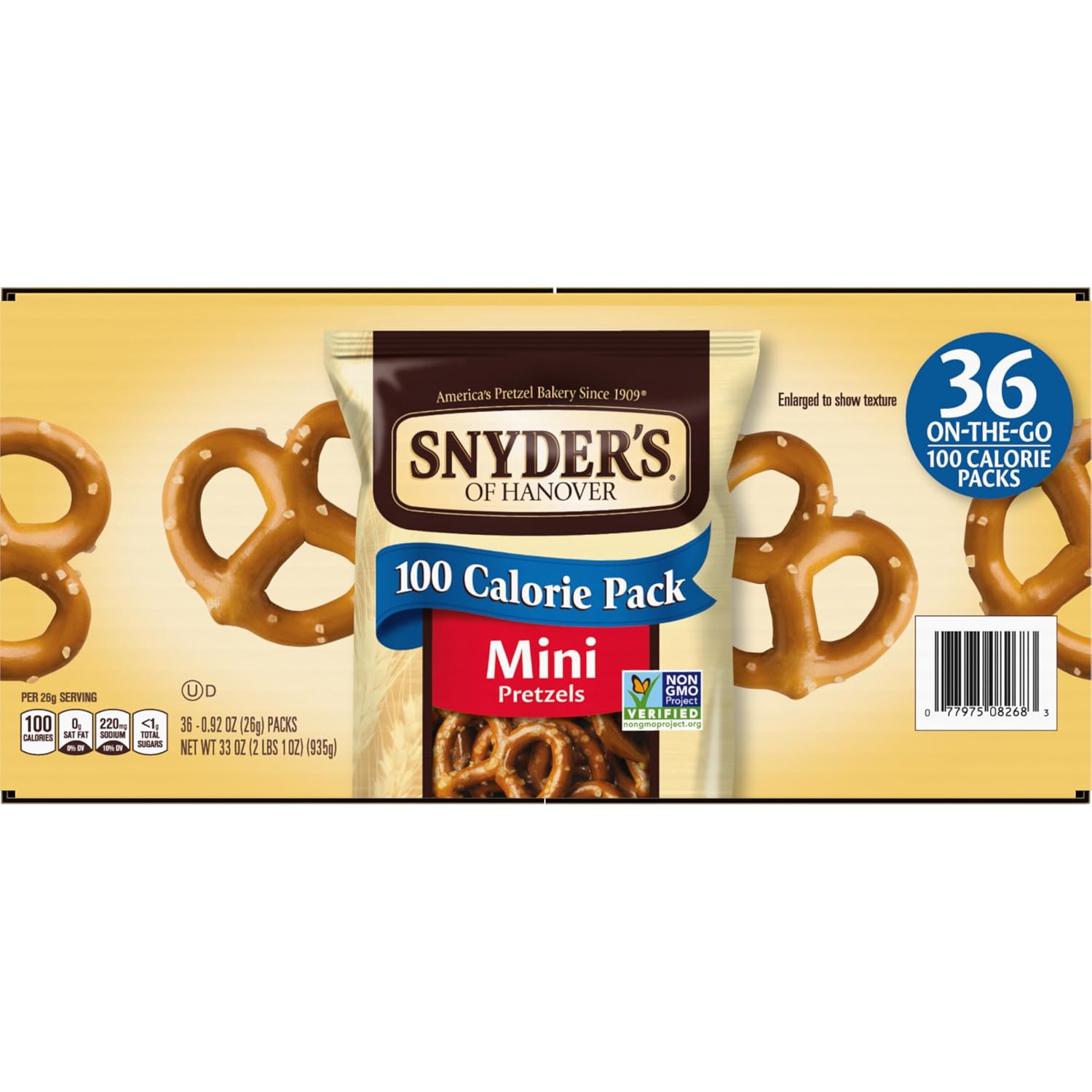 Snyder's of Hanover Mini Pretzels, 100 Calorie Individual Packs, 36 Ct