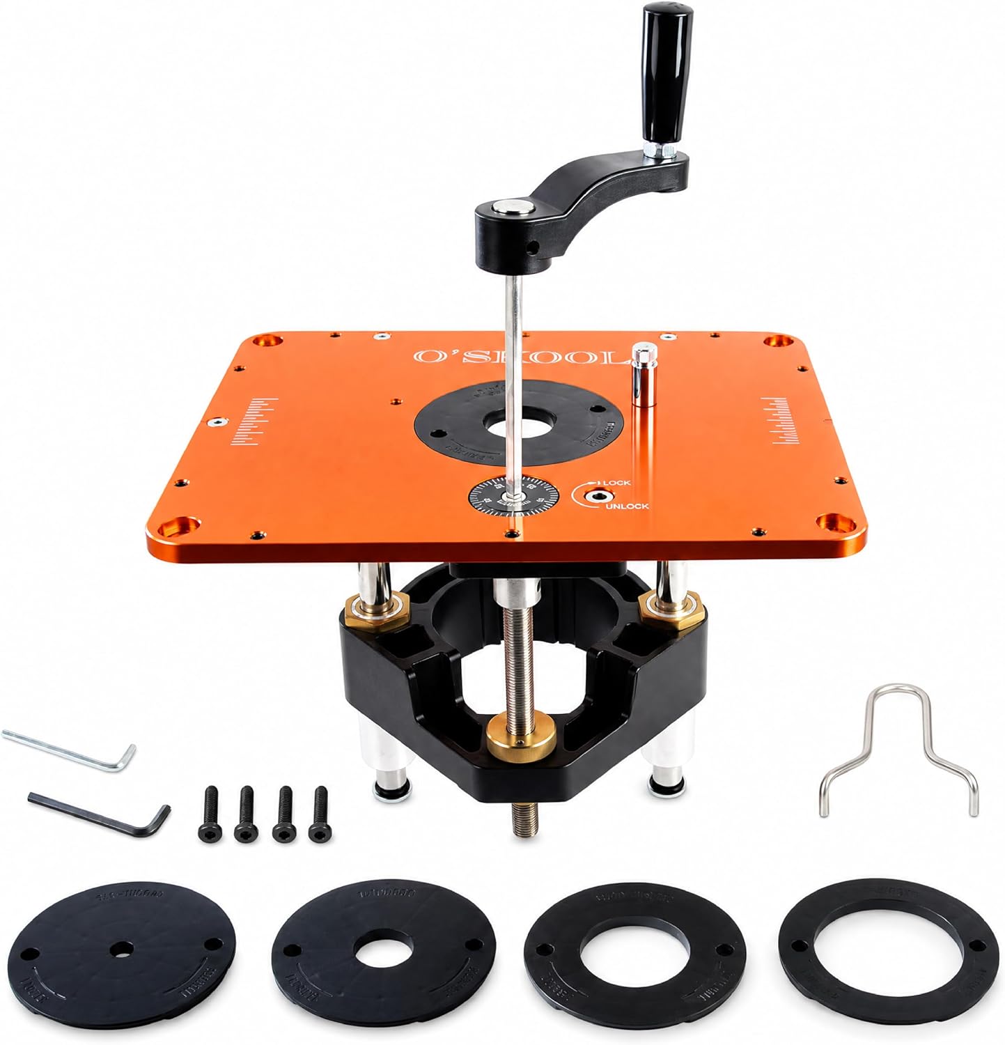 O'SKOOL Router Lift System, 3-1/2" Router Motor Fit