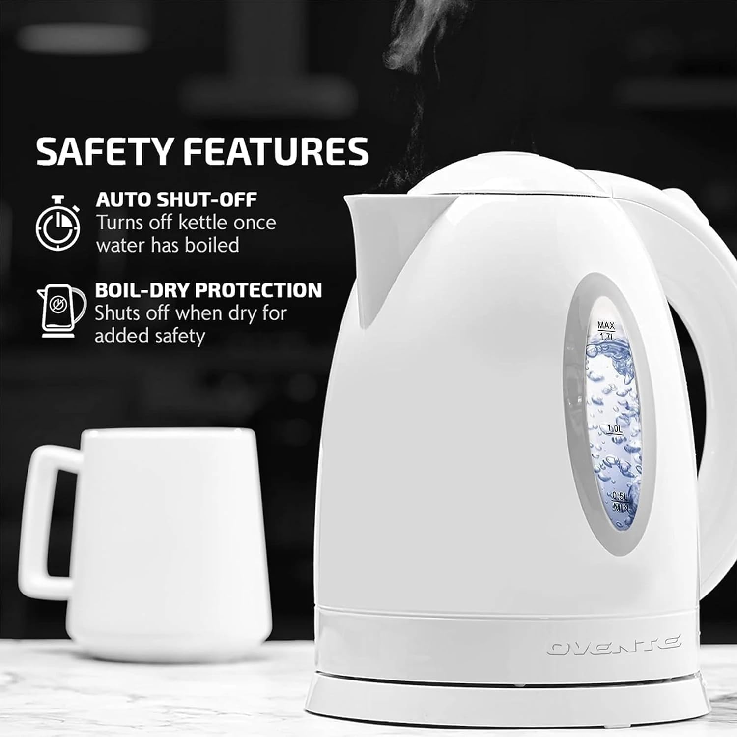 OVENTE 1.7L Electric Kettle with 1100W Fast Boiling Water, Green KP72G