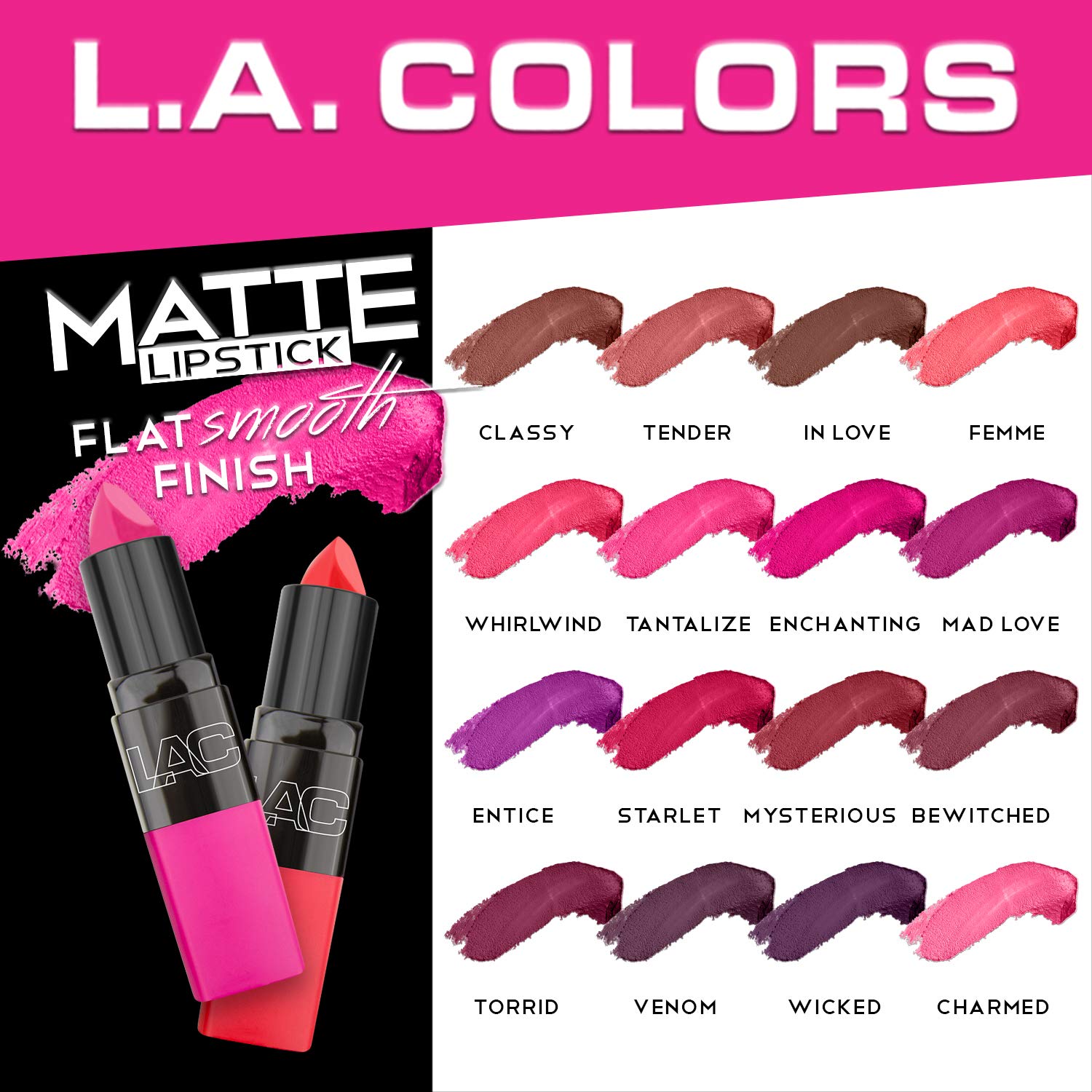 L.A. COLORS Matte Lipstick, Charmed CML476