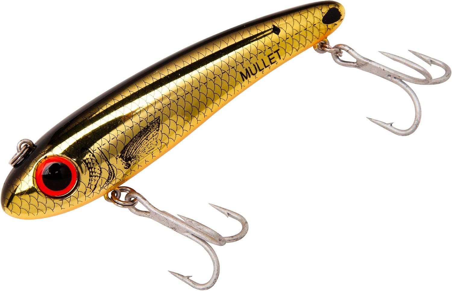 Bomber Lures Mullet Slow-Sinking Twitch / Walking Saltwater Fishing Lure - Excellent for Speckled Trout, Redfish, Stripers and More, 3 1/2 Inch, 5/8 Ounce