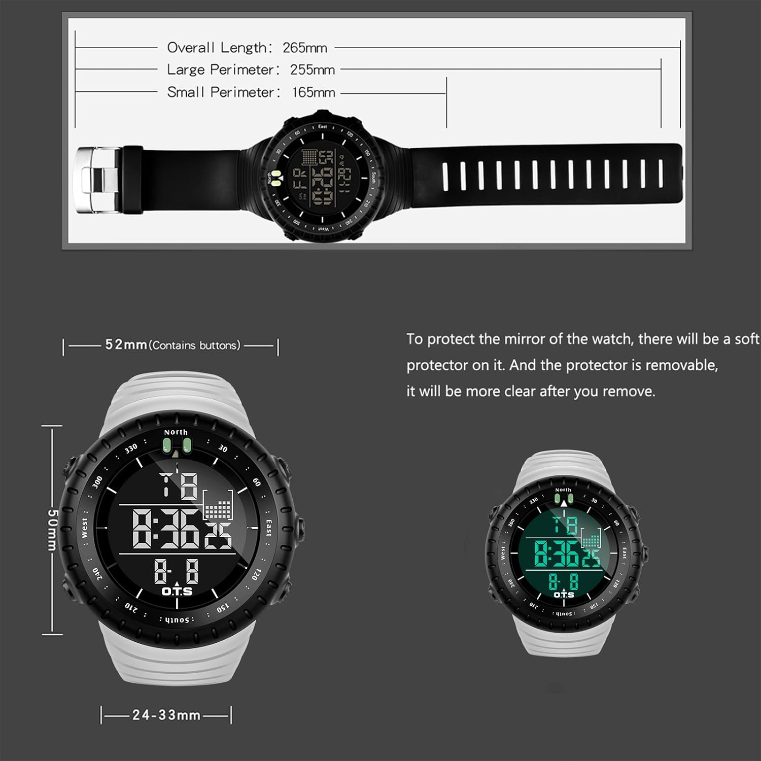 PALADA Men's Digital Sports Watch Waterproof Tactical Watch with LED Backlight Watches for Men
