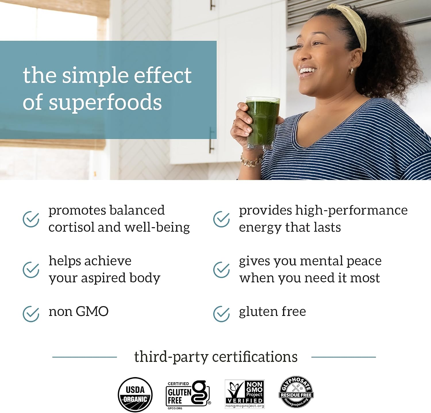 Organifi Green Juice - Powder Supplement with Organic Spirulina, Ashwagandha, and Chlorella - Helps Achieve Fitness Goals and Reduce Cortisol Levels, 30-Day Supply