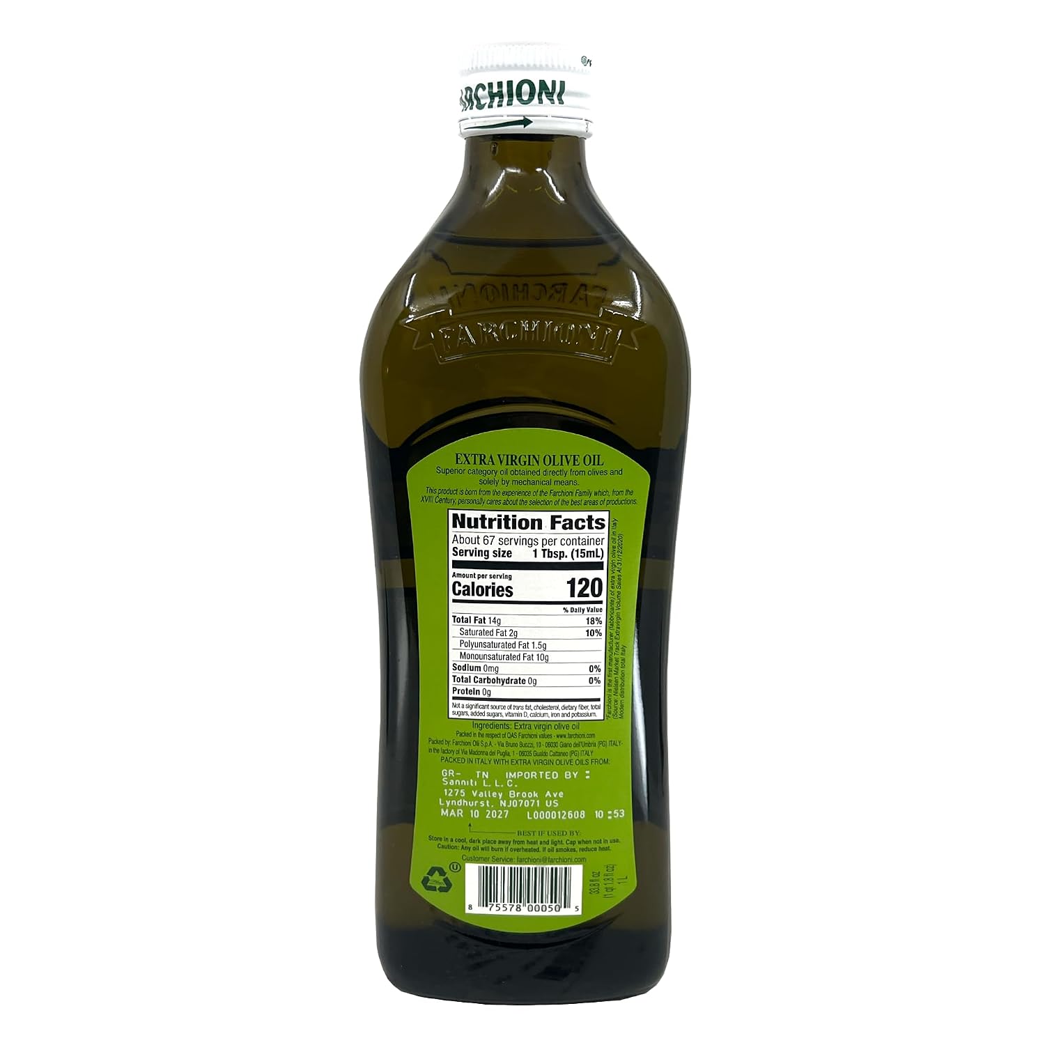 Farchioni Extra Virgin Olive Oil 1L – Cold Pressed, 100% Italian Olives – Smooth & Balanced Flavor – Ideal for Cooking, Dressing & Dipping