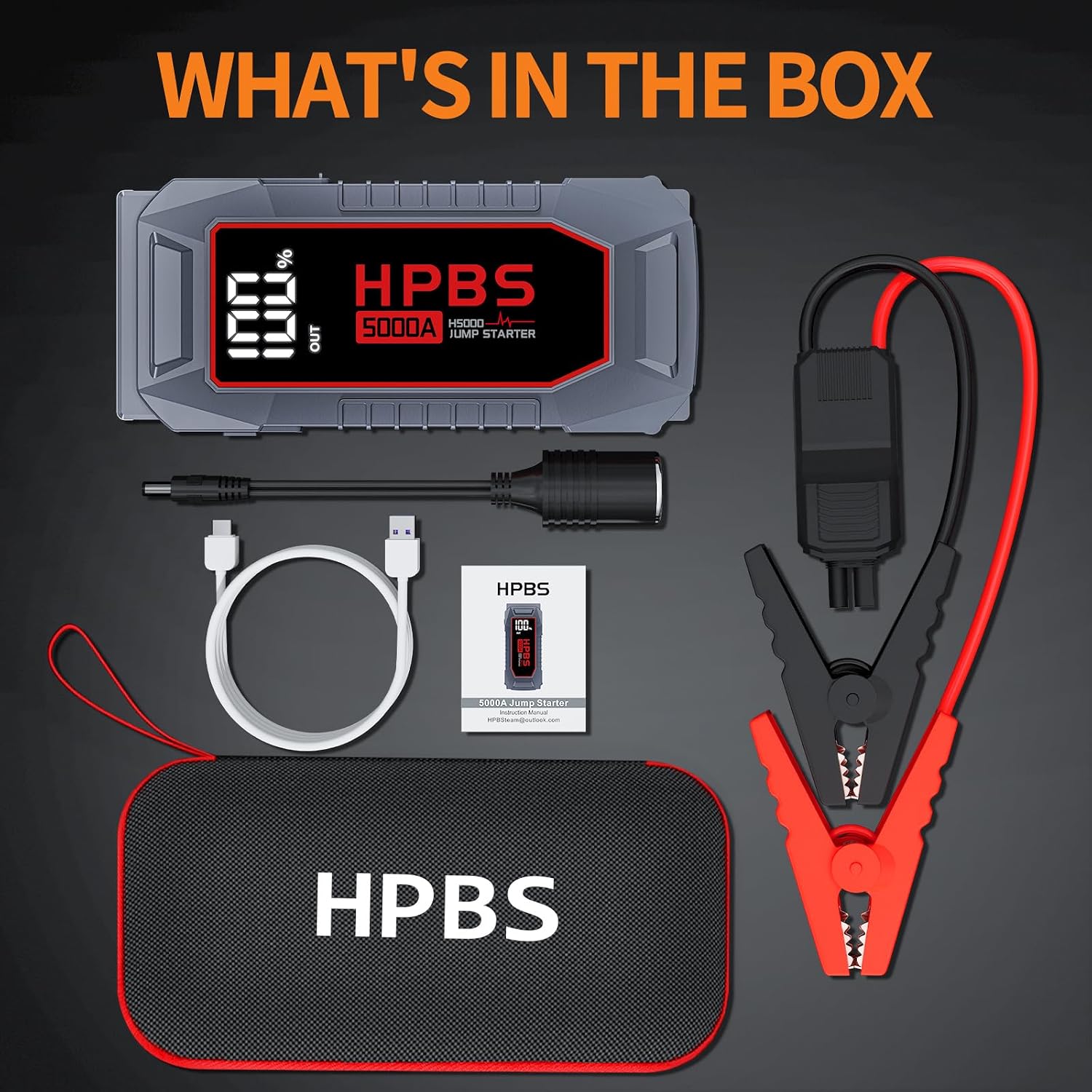 5000A Jump Starter with Air Compressor, Portable Car Battery Jump Starter with 150 PSI Tire Inflator for Up to 10.0L Gas and 8.0L Diesel Engines, 12V Jump Box Battery Charger Booster(Red)