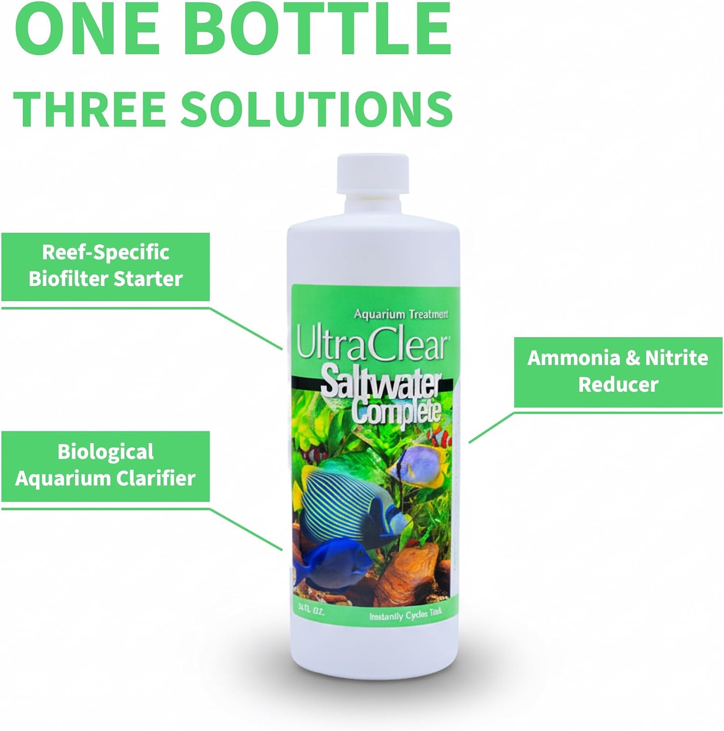 Saltwater Complete – Live Nitrifying Bacteria Blend for Saltwater & Reef Aquariums - Instant Cycle Marine Tank Starter - Removes Ammonia Nitrite - Clarifier - Safe for Fish Coral Invertebrates - 1Gal